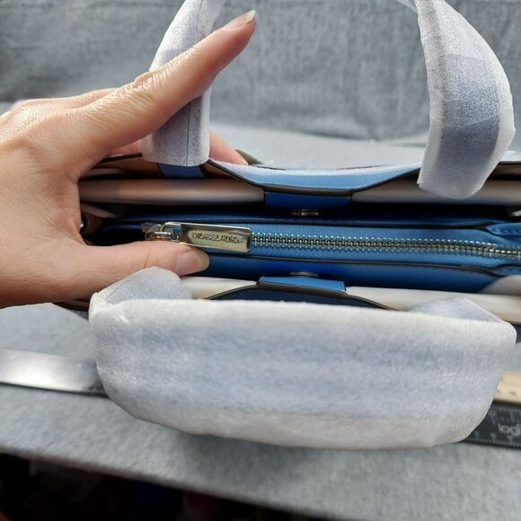 MICHAEL KORS Emilia Small Leather Satchel Crossbody NWT South Pacific Blue Bow A - Picture 6 of 13